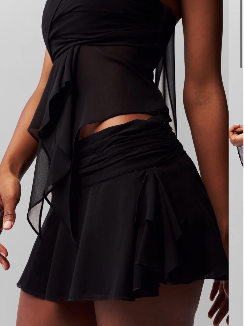 Danielle Guizio Black Ruffle Skort